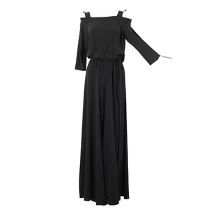 S Levine Sz M Black Rhinestone Off Shoulder Wide Leg Polyester Spandex Jumpsuit - Picture 1 of 18