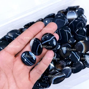 Lote de 5 piedras preciosas de cabujón sueltas con forma de mezcla negra natural de 30-40 mm - Imagen 1 de 16