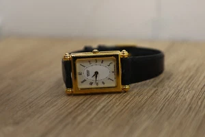 Vintage Seiko Tank Watch Women 20mm Gold Tone White Dial 4N00-F019 New Battery - Picture 1 of 6