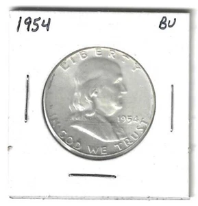 AU/BU 1954 SILVER FRANKLIN HALF DOLLAR BRILLIANT LUSTER SEE PICS - Picture 1 of 2