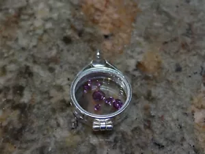 Sterling Silver Floating Locket with 7 Garnet Gemstones Jan Birth Stone - Picture 1 of 1