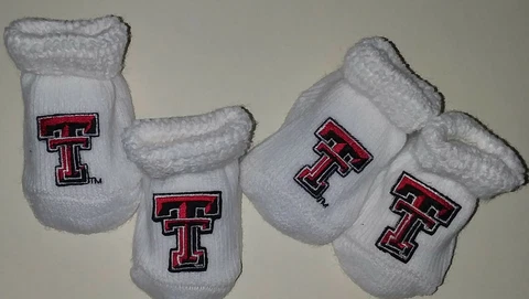 TEXAS TECH,  Baby COLLEGIATE BOOTIES- 2 PAIR PACK  $6 Cover