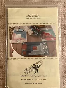 Picnic Placemat Quilted Pattern Roll-Up Log Cabin Design Kay Huston - Picture 1 of 3