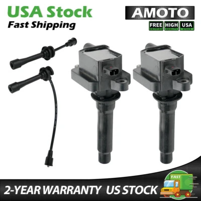 2X Ignition Coil & Spark Plug Wire OEM For 1995-2002 KIA Sportage L4 2.0L UF283 — 第 1/4 张图片