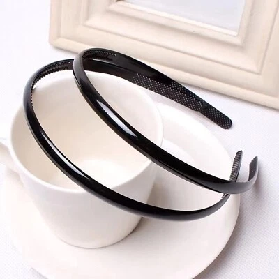 2x Plastic Black Slim Sports Hairband Headband Alice Hair band Unisex Men Women