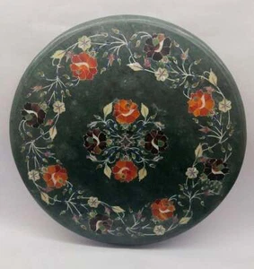 18'' green Marble table Top center side pietra Dura inlay room decor antique l6 - Picture 1 of 4