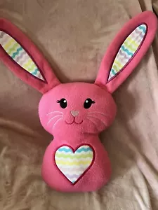 Homemade Rabbit Plush Stuffed Animal Bunny Pink Heart Sewn eyes 10” - Picture 1 of 4