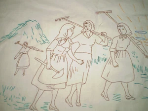 Vintage Authentic hand-embroidered carpet tapestry folk   art rustic decor - Picture 1 of 13