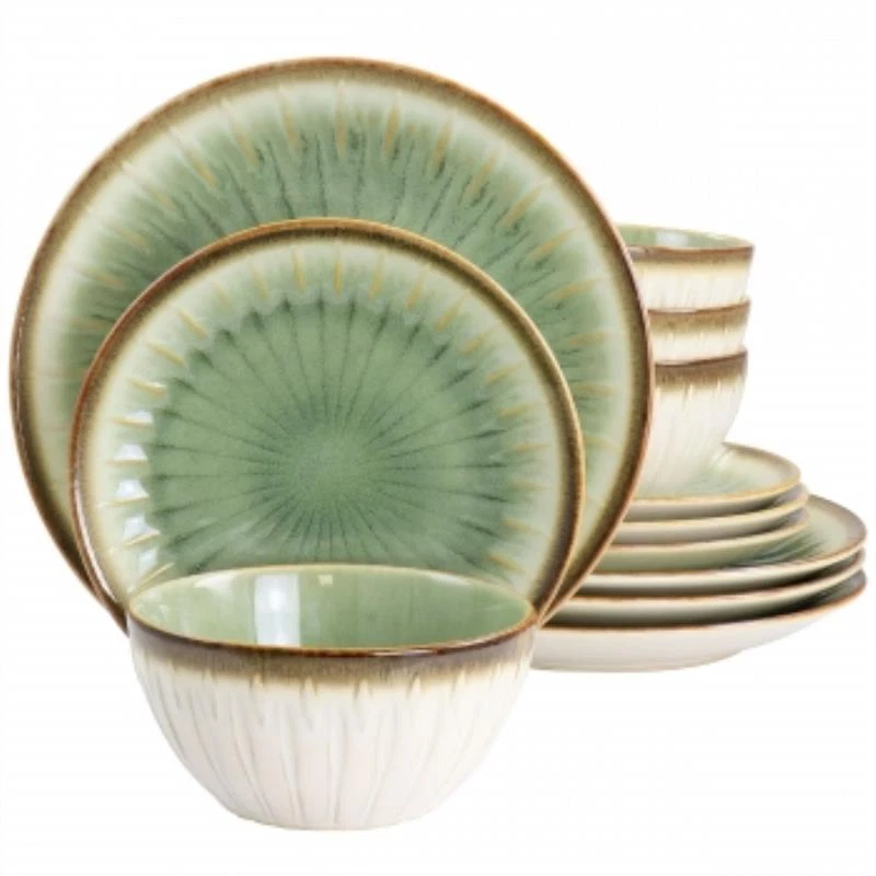 Gibson Elite Mayfair Bay 12 Piece Stoneware Dinnerware Set In Green - Image 1 of 1