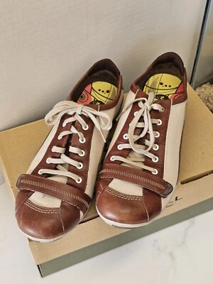 Merrell USADO Cuero Marrón Tostado Lona Superior Plano 9 Corbatas Zapatos Deportivos Foto 1 de 2