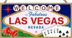 Welcome To Fabulous Las Vegas Nevada Würfelkarten Holzschild/Schild Neu  - Bild 1 von 1