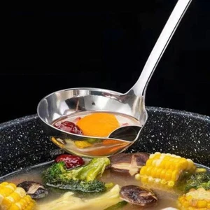 Cucchiaio colander acciaio inox zuppa cucina filtro olio separatore grasso vassoio - Foto 1 di 6