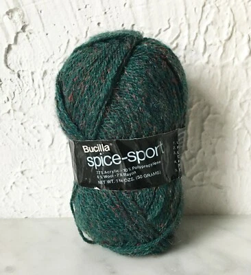 Vintage Bucilla Spice-Sport Acrylic Wool Blend Yarn - 1 Skein Blue-Green #106 - Image 1 of 3
