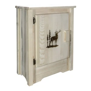 Montana Woodworks Homestead Solid Wood Accent Cabinet with Engraved in Natural - Picture 1 of 6