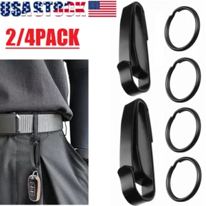 4Pcs Black Belt Loop Keychain Clip Double Side Quick Release Key Holder with USA - Picture 1 of 20