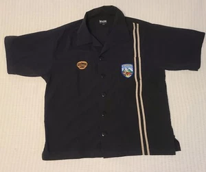 Corner Gas CTV Bowling Shirt XL Black w/ Stripes USBC Bowling & Travel Patches - Picture 1 of 16