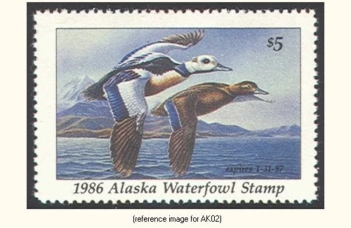 HALFPRICEDUCK Alaska Duck Stamp 1986 $5.00 - Image 1 of 1