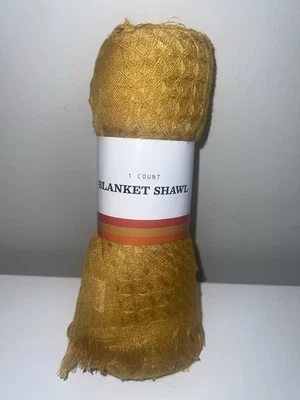 Blanket Shawl Mustard Yellow Fringe New with Tags - Image 1 of 3
