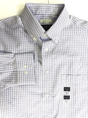 Jos A Bank Traveler Button Down Dress Shirt 16 1/2 32/33 Purple White Plaid NWT - Image 1 of 4