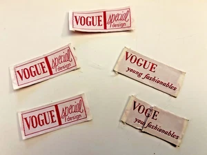 5 Vintage Vogue  Sew In Pattern Labels. Unused. - Picture 1 of 3