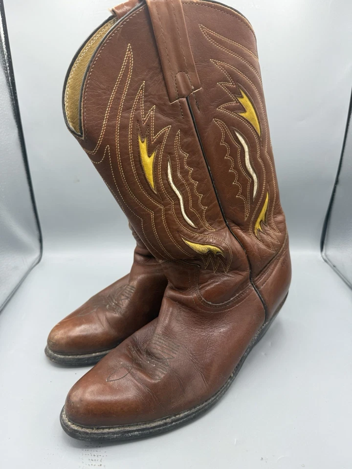 Botas Frye Cowboy Western Couro EUA Borgonha Boho Vintage Anos 70 Anos 80 8,5 B - Imagem 1 de 4