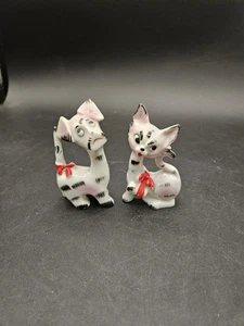VTG. Bone China Singing Cat & Frowning Dog Figurines Japan - Picture 1 of 6