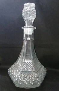 Vtg Anchor Hocking Wexford Clear Diamond cut Decanter & Stopper - Picture 1 of 8