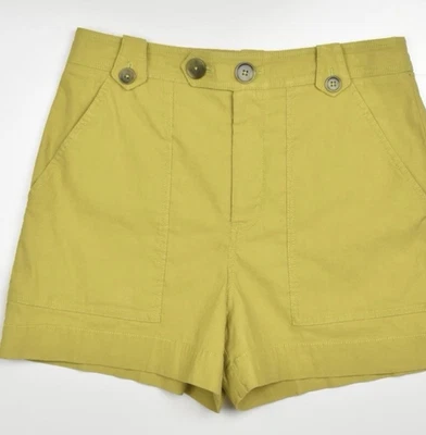 Шорты с высокой талией Anthropologie Maeve желтые Elena Chartreuse размер 2 - Изображение 1 из 4