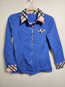 Vintage 70er Jahre Handarbeit blau kariert Knopfleiste Damen Hemd Gr. S - Bild 1 von 11