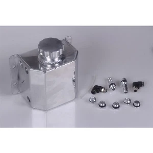 Universal 1L Alloy Aluminium Engine Oil Catch Can Breather Tank Bottle Chrome - Picture 1 of 5