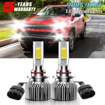 For Jeep Compass 2011-2021 2x LED Headlight High Beam Bulbs Bright 9005/HB3 - Image 1 of 4