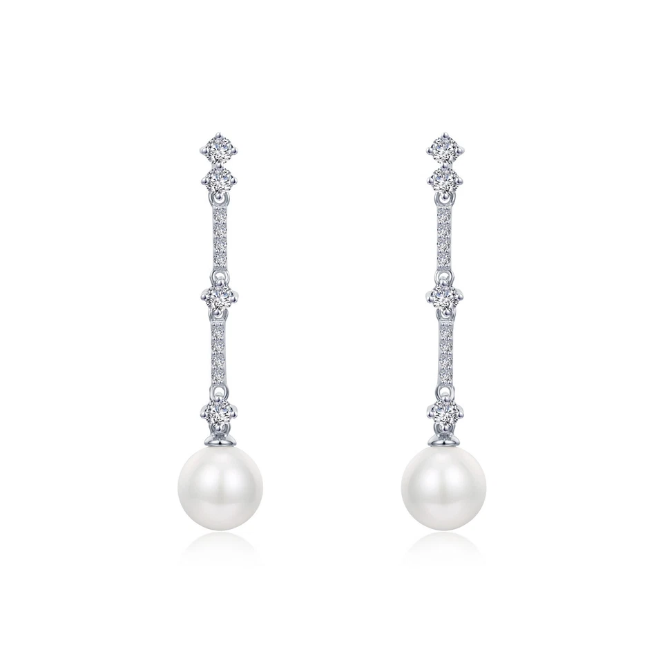 *BRAND NEW* Sterling Silver Cultured Freshwater Platinum Bonded Pearl Earrings - Image 1 of 2