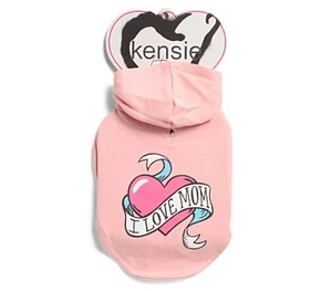 NWT Kensie Dog Pet I Love Mom Fleece Hoodie Sweatshirt SZ L - Picture 1 of 3