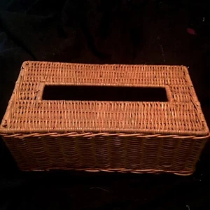 Vintage Wicker Tissue Box Cover Holder Woven Rattan Bohemian Rectangle - Picture 1 of 9