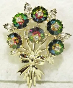 VINTAGE FABELHAFTE ""EMMONS"" MARGARITA WASSERMELONE RS BLUMENSTRAUSS BROSCHE PIN UNGETRAGEN - Bild 1 von 5