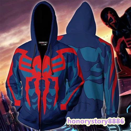 VETEMENTS Spider Man Felpa con Cappuccio Cappotto Pullover Zip Tuta Cosplay Abbigliamento Casual Unisex