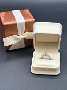 Jared 14K White and Rose Gold Round Diamond Swirl Halo Ring - Size 8.25" - Picture 1 of 10