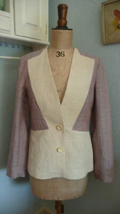 1930s Vintage Style Linen Plaid Driving Jacket - UK 10 US 6 - Picture 1 of 21