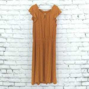 Old Navy Dress Girls XL 14 Sunflower Gold Pink Polka Dot Flutter Sleeve Knit - Picture 1 of 6