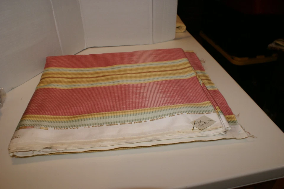 53" X 3 YDS.14" DURHAM STRIPE FABRIC ROYAL SCREEN DESIGN FOR M.MERCURIO - Image 1 of 4