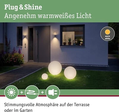 Plug&Shine Lichtobjekt Globe IP67, 3000K, Ø 50 cm Garten/Terrassenleuchte *NEU - Bild 1 von 4