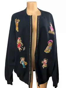 Betty Boop Black Cardigan Size 2XL Vintage - Picture 1 of 10