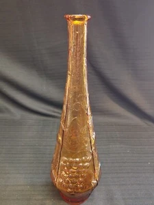Vintage Tall Amber Glass 16" Genie Bottle Decanter NOT STOPPER EMPALI ITALY?? - Picture 1 of 5