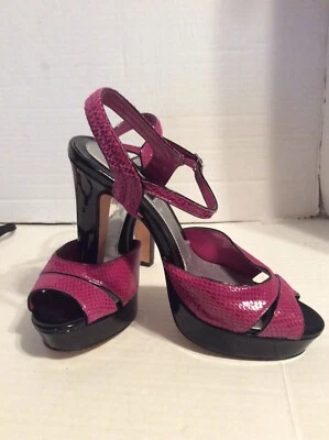 Zapatos de salón con plataforma de serpiente magenta mercado negro de la Casa Blanca talla 9 M tacón bloque  Foto 1 de 4