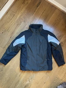 Spyder Jacket Boys XL 16 Black/Gray Insulated Ski Snow Hooded Snowboard Coat - Picture 1 of 13