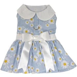 Doggie Design Blue Daisy Dog Dress with Matching Leash - Picture 1 of 3