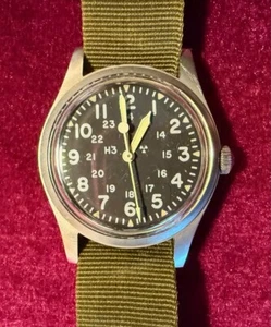 Hamilton 1983 H3 Military Khaki, MIL-W-46374B, 39988, Swiss 17 Jewel, Vintage - Picture 1 of 8