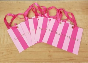 Lotto 5 sacchetti regalo shopping carta piccola logo righe rosa Victoria's Secret - Foto 1 di 11