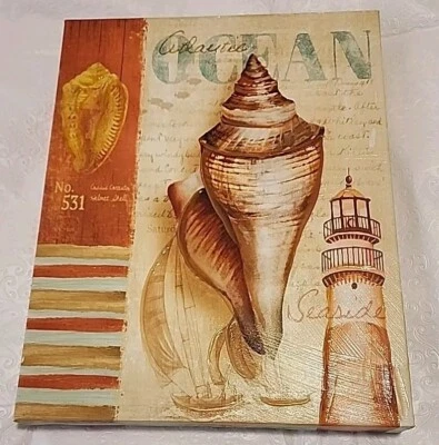 Stretched Canvas Print Atlantic Ocean Seashell Lighthouse 14" X 11" Peach... - Image 1 of 4