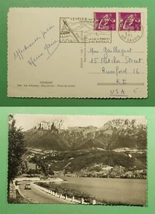 DR WHO 1950S FRANCE VEYRIER SLOGAN CANCEL DOUSSARD POSTCARD RPPC TO USA i66399 - Picture 1 of 3